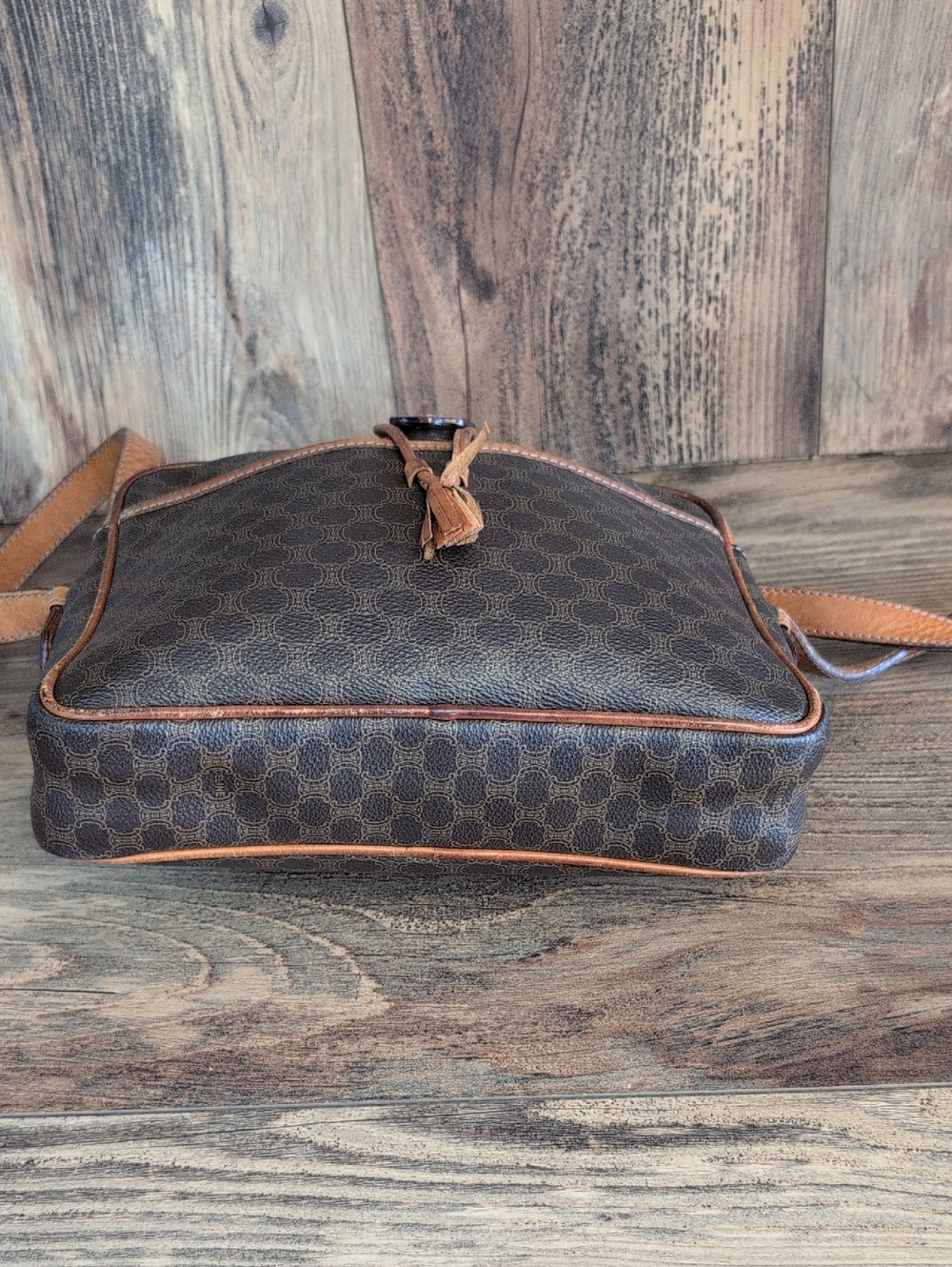 Celine Mini Shoulder Bag Macadam Triomphe Pochette PVC Leather Vintage Crossbody - Picture 6 of 15